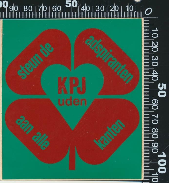Sticker: KPJ Uden - Steun de aspiranten aan alle kanten, Ophalen of Verzenden, Zo goed als nieuw, Bedrijf of Vereniging