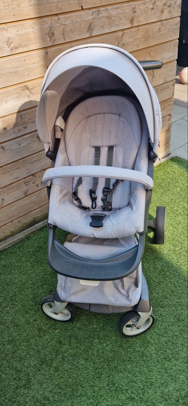 Stokke Xplory kinderwagen met roze hoes en reiswieg, Gebruikt, Combiwagen, Met reiswieg, Ophalen