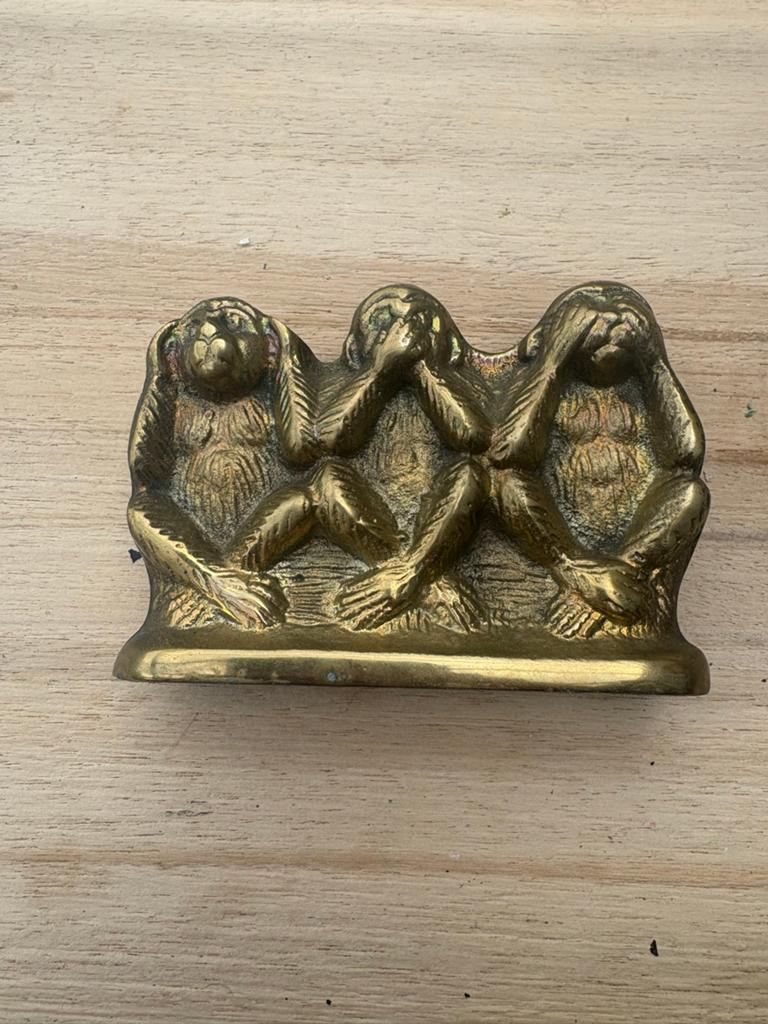 Vintage Messing Drie Wijze Apen Beeldje, Antiek en Kunst, Antiek | Overige Antiek, Ophalen of Verzenden