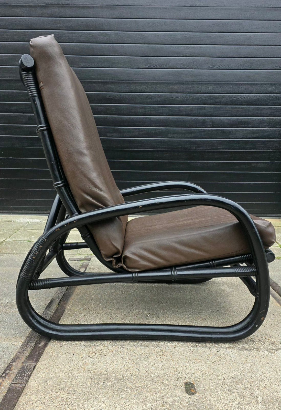 zeer fraaie vintage easy chair/retro fauteuil van rotan, Ophalen, Gebruikt, Riet of Rotan