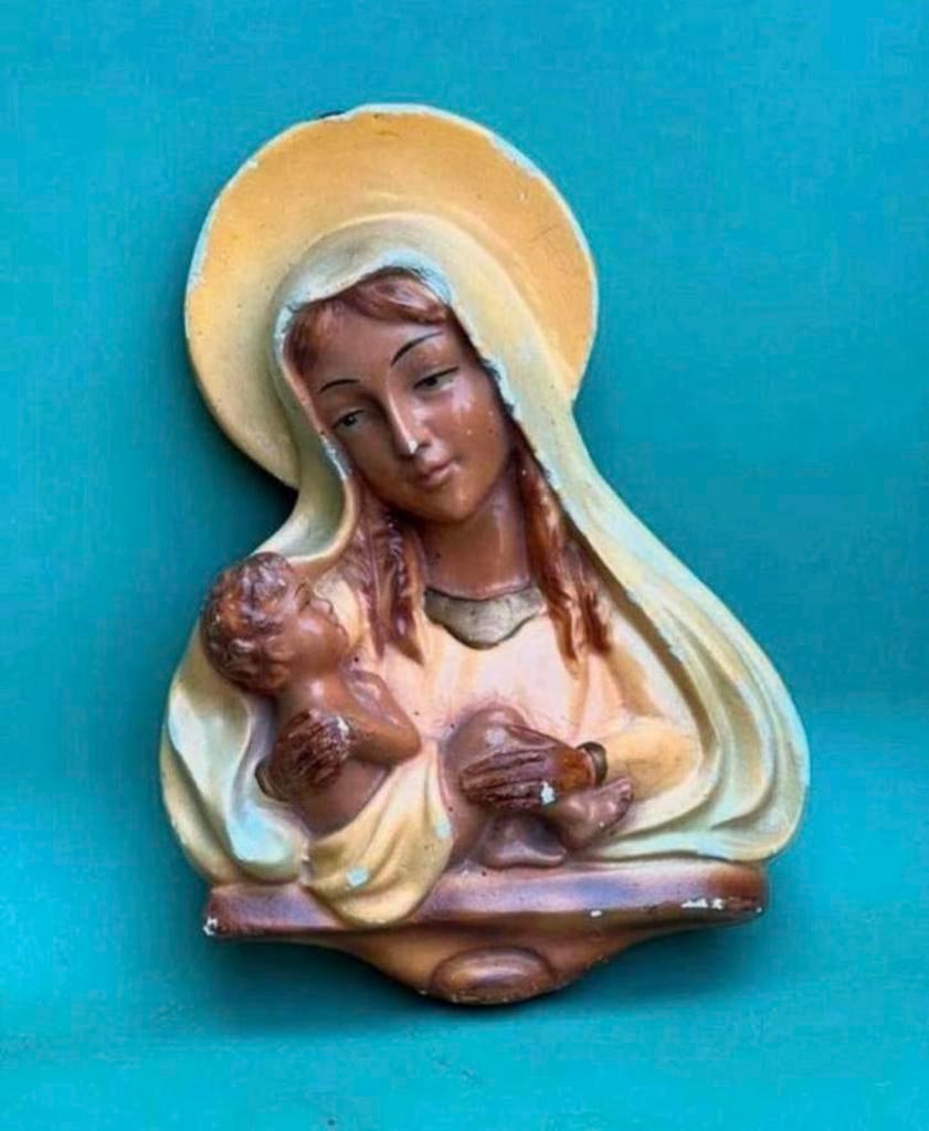 Maria beeld met kindje Jezus, Ophalen of Verzenden, Zo goed als nieuw, Beeld(je)