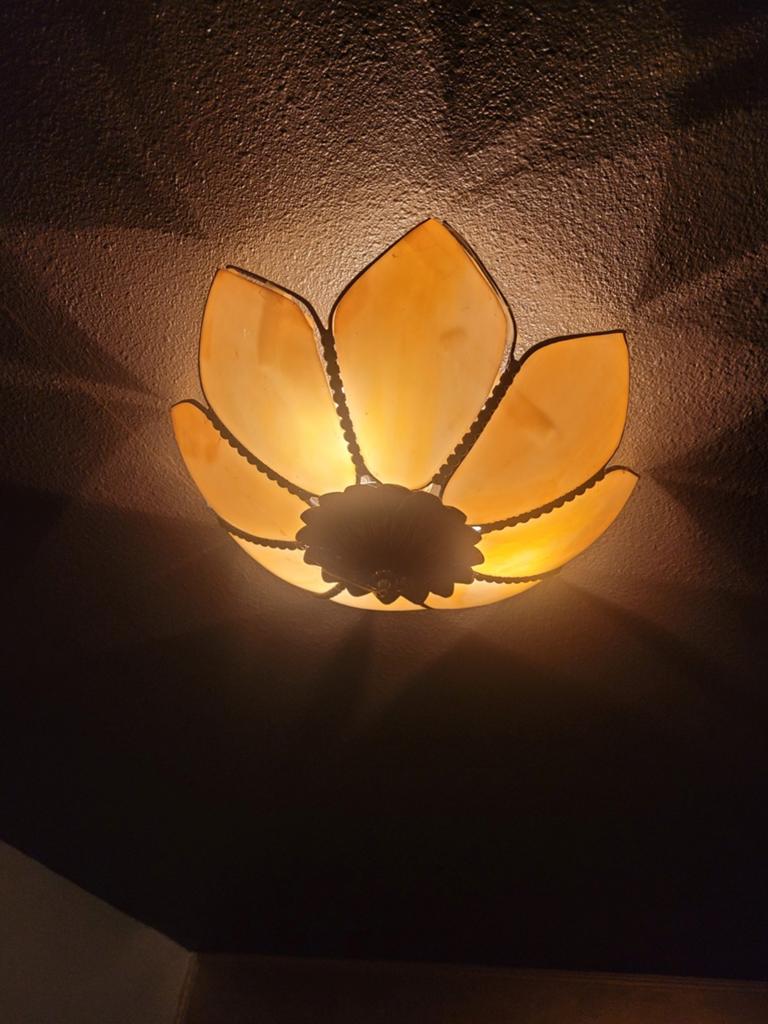 Art Deco/Jugendstil plafonnière, Huis en Inrichting, Lampen | Plafondlampen, Ophalen of Verzenden, Gebruikt, Glas, Art deco/Jugendstil