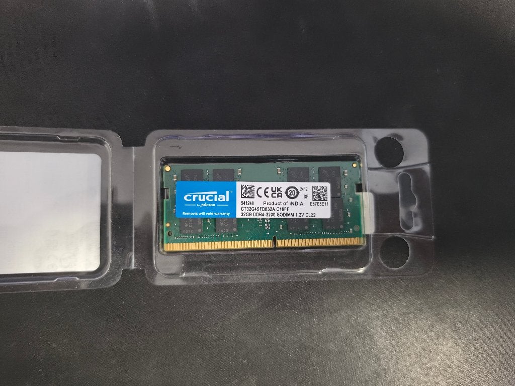 Crucial CT32G4SFD832A 1x32GB DDR4 3200 SODIMM, Computers en Software, RAM geheugen, Ophalen, 32 GB, DDR4, Zo goed als nieuw