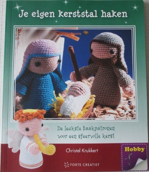 Haakboek,Haken,Christel Krukkert,Je eigen kerststal haken, Verzenden, Zo goed als nieuw, Breien, Patroon of Boek
