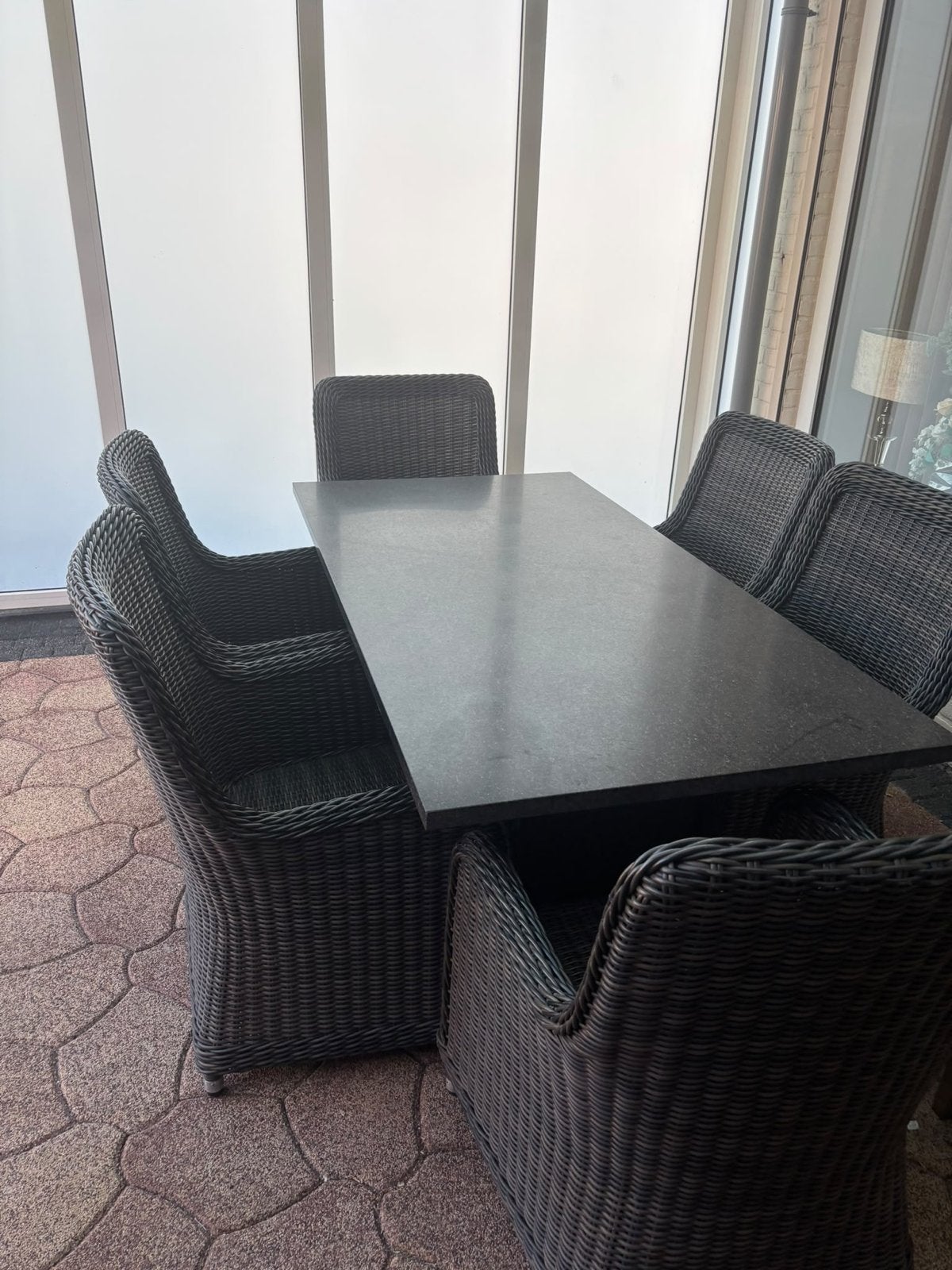 Luxe Wicker Tuintafel met 6 Stoelen, Tuin en Terras, Gebruikt, Eettafel, 6 zitplaatsen, Ophalen of Verzenden
