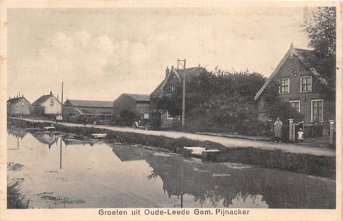 Oude-Leede Gem. Pijnacker, Verzamelen, Ansichtkaarten | Nederland, Ophalen of Verzenden, Voor 1920, Ongelopen, Zuid-Holland