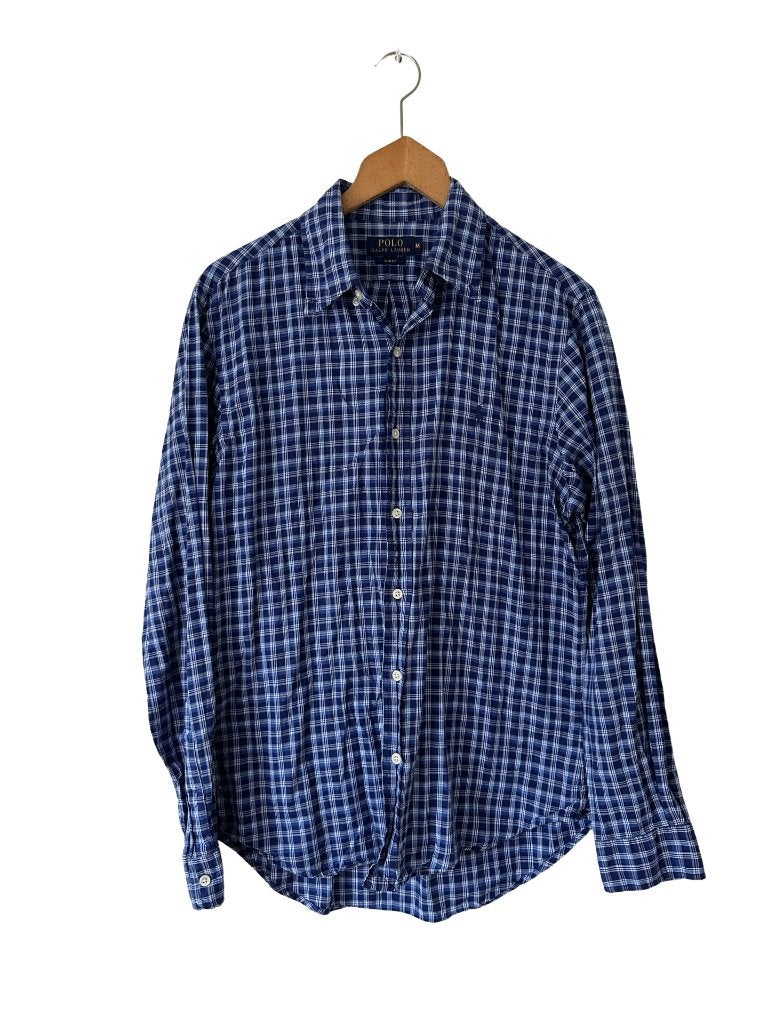 Ralph Lauren blouse M, Kleding | Heren, Overhemden, Zo goed als nieuw, Blauw, Ophalen of Verzenden