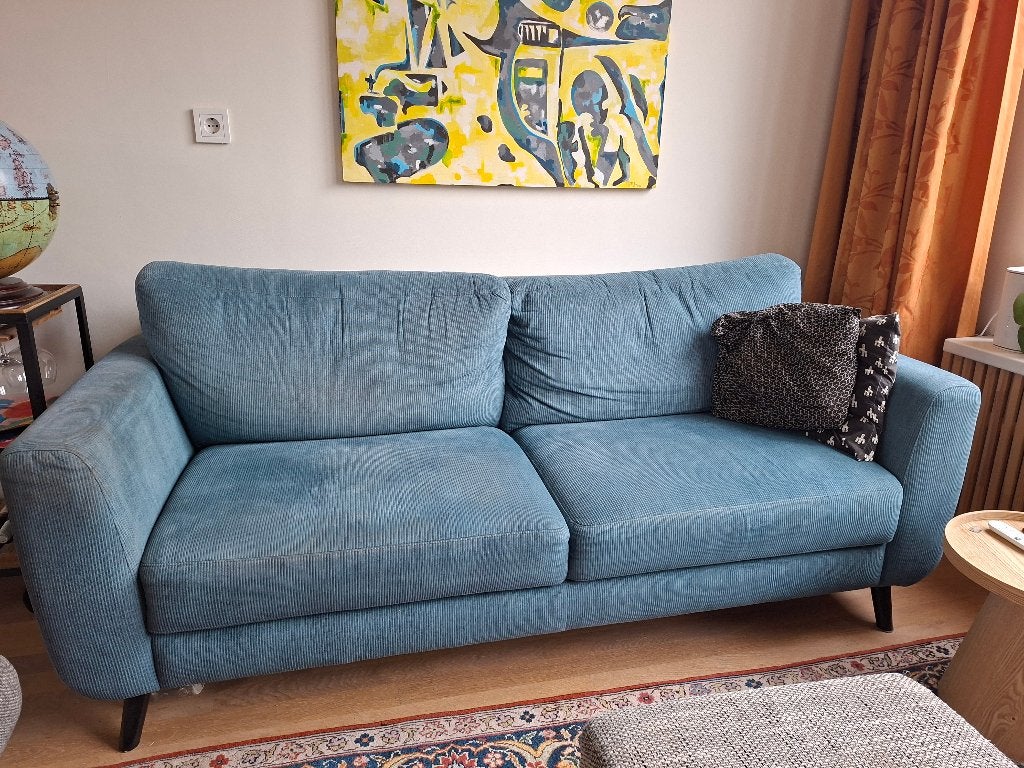 blauwe bank tweezitter, Huis en Inrichting, Ophalen, Gebruikt, Tweepersoons, 75 tot 100 cm