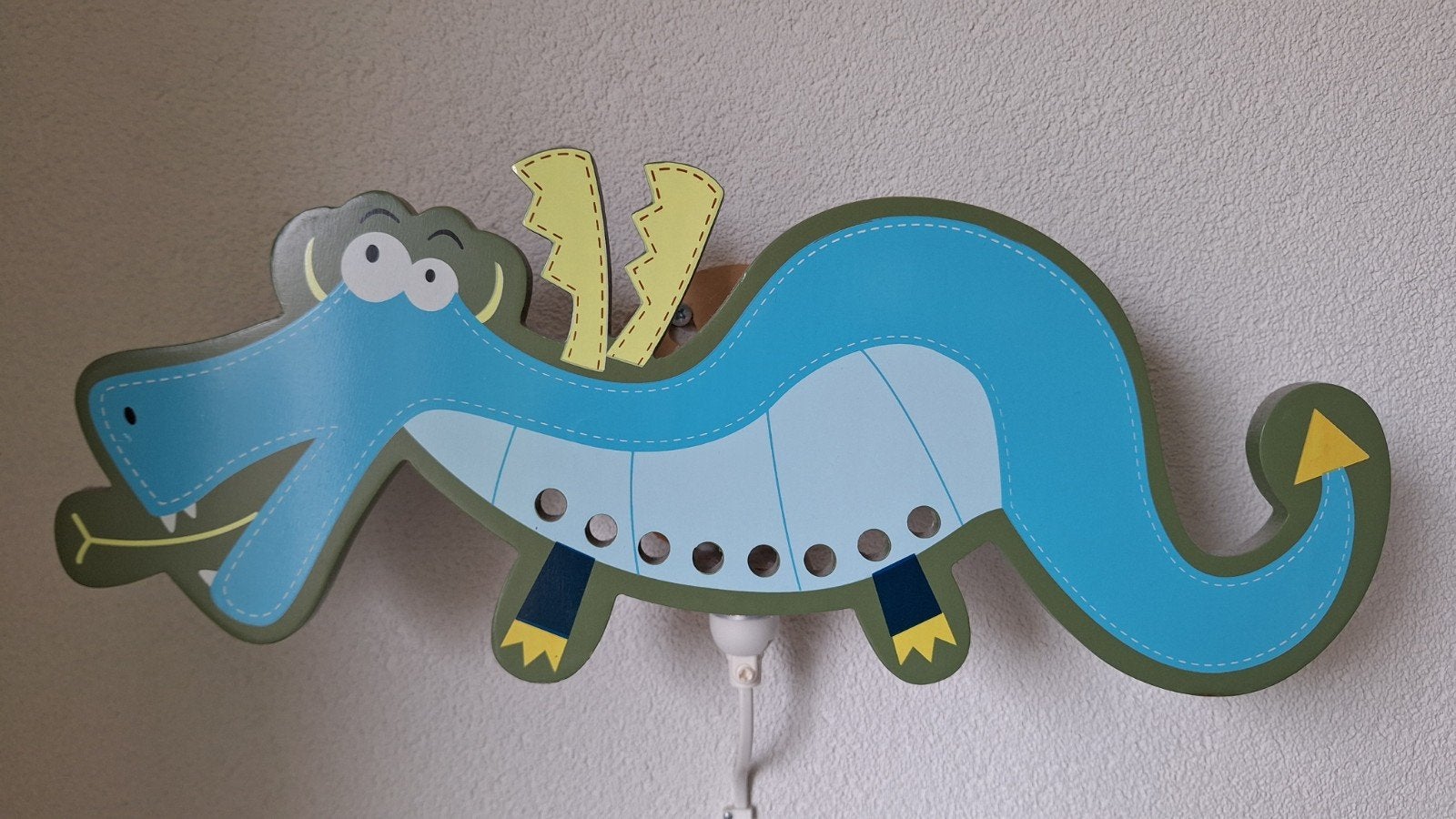 Drakenlamp (E14 fitting) + drakenkapstokje voor kinderkamer, Ophalen, Gebruikt, Overige merken, Ophangbaar