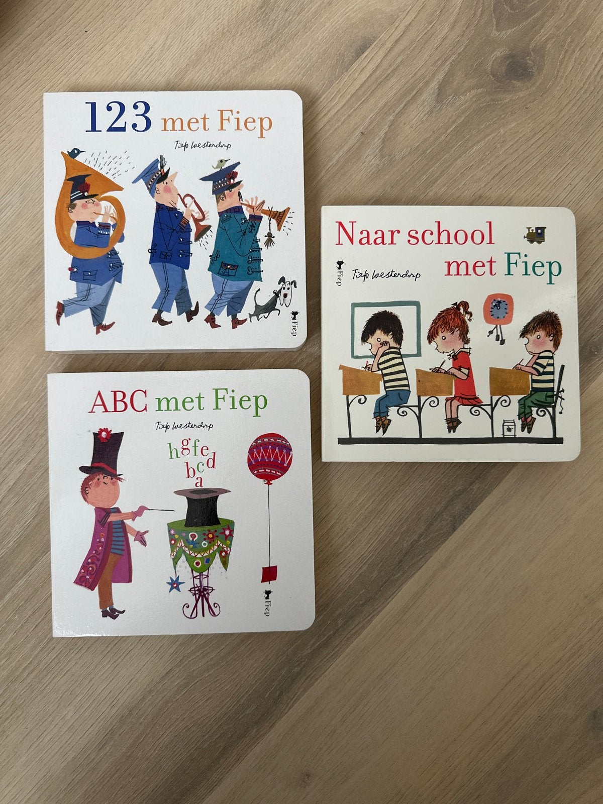 3 Fiep Westerdorp boekjes: 123, ABC en Naar school, Boeken, Non-fictie, Jongen of Meisje, Ophalen of Verzenden, Zo goed als nieuw