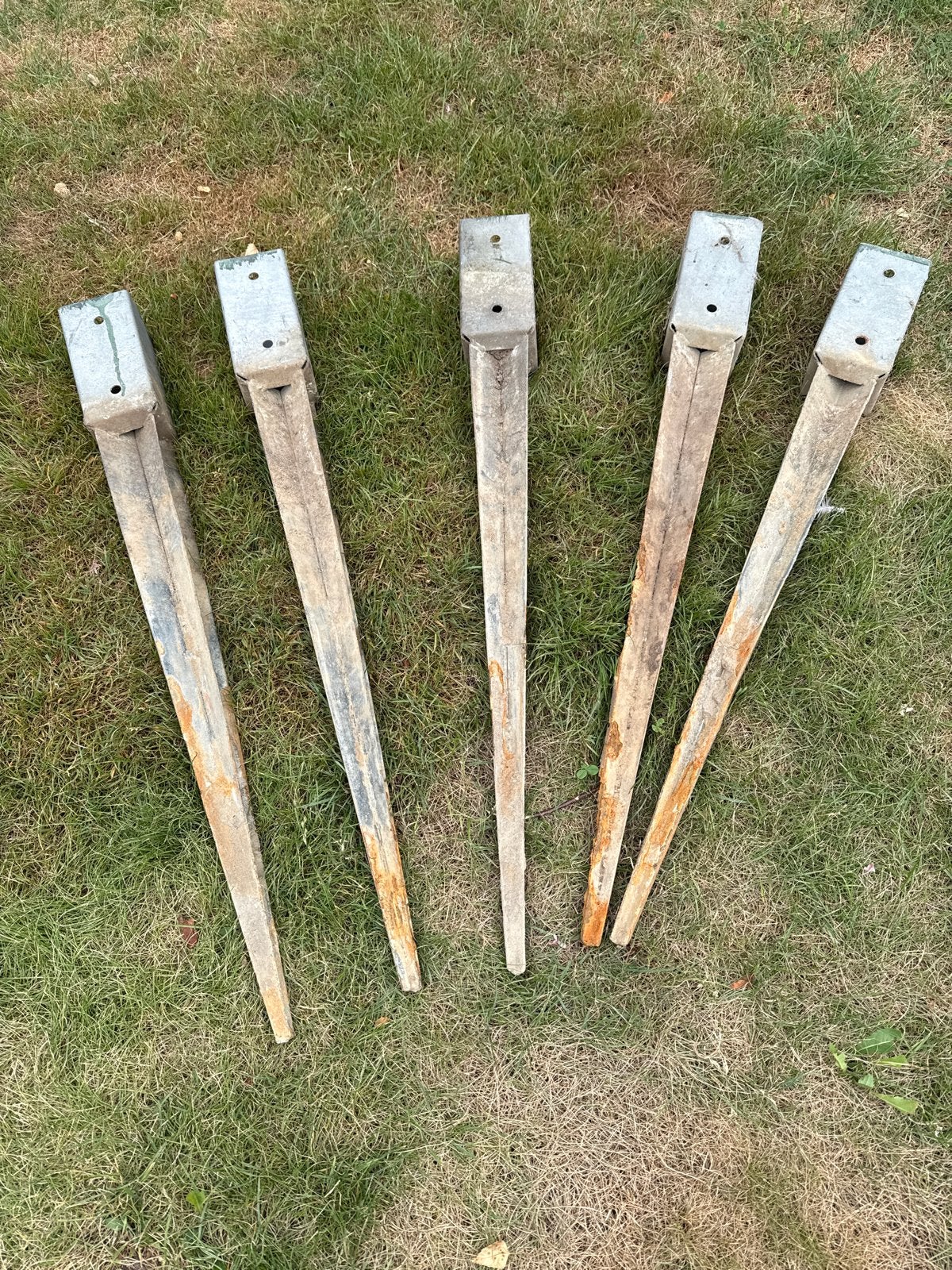 5x Verzinkte Paalsteunen 75cm voor 7x7cm Palen, Ophalen, Gebruikt, 250 mm of meer, Overige typen