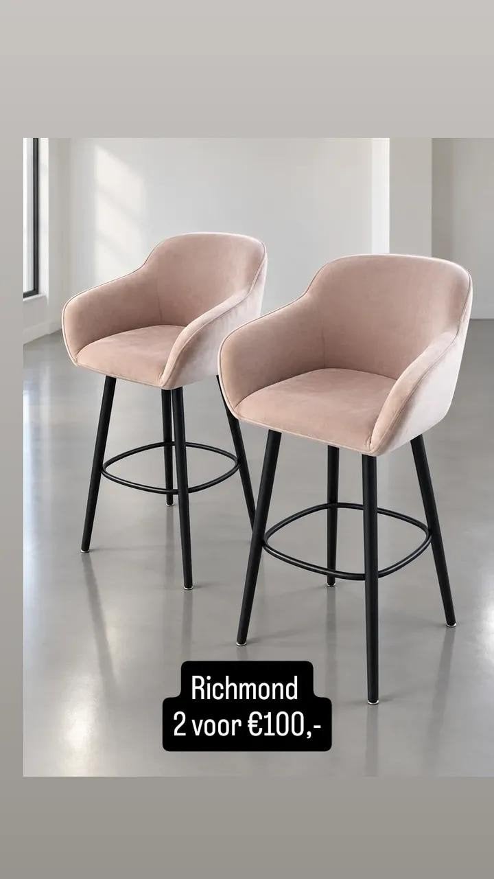richmond barkrukken 2x roze - gereinigd -, Huis en Inrichting, Richmond Interiors, ., 60 tot 90 cm, Ophalen of Verzenden