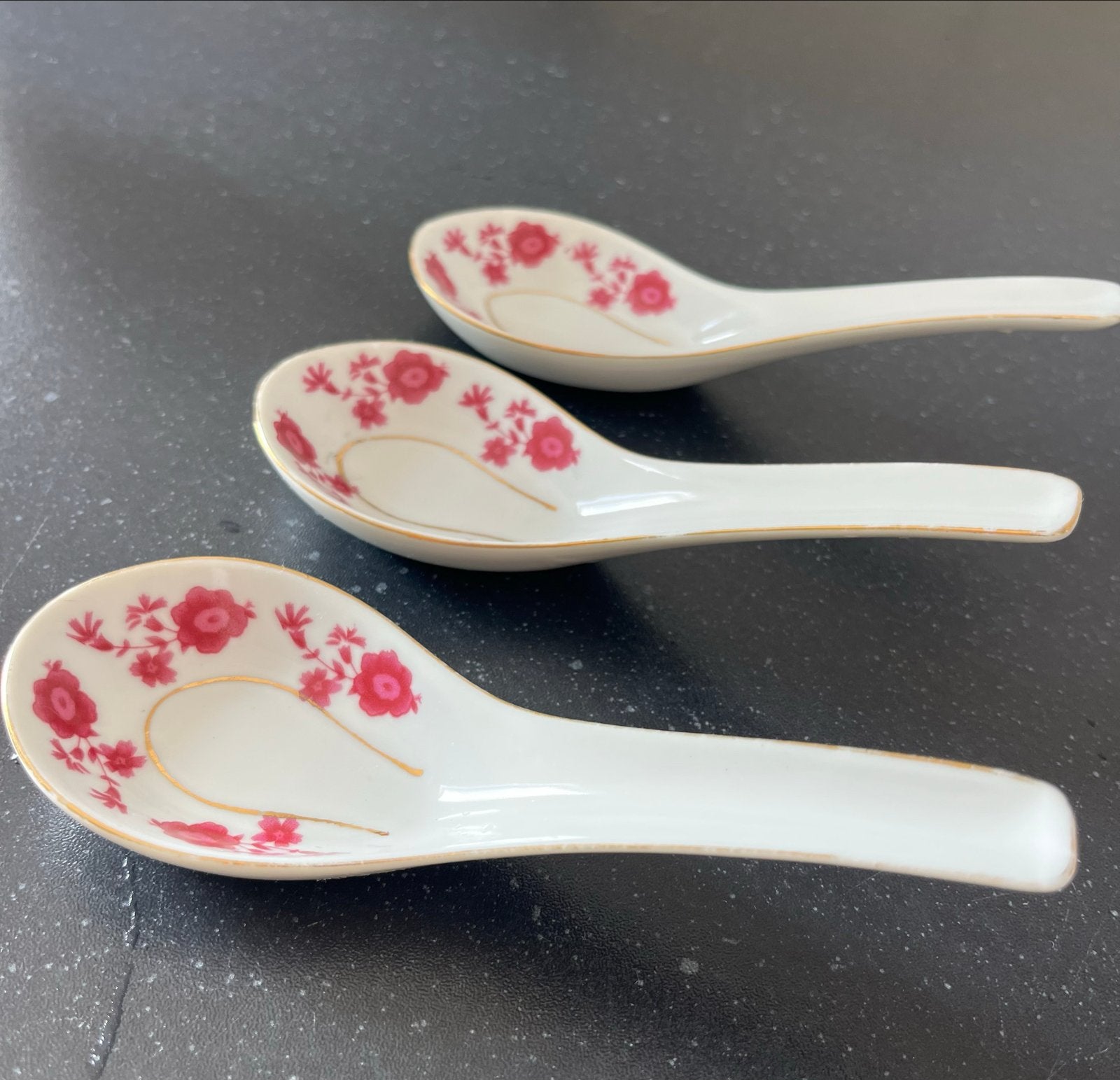 3 antieke Chinese  handgeschilderde porseleinen lepels, Ophalen of Verzenden