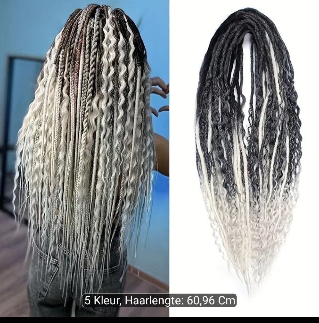 haar extensions dreads grijs en clip in paardenstaart nieuw, Ophalen, Zo goed als nieuw, Pruik of Haarverlenging
