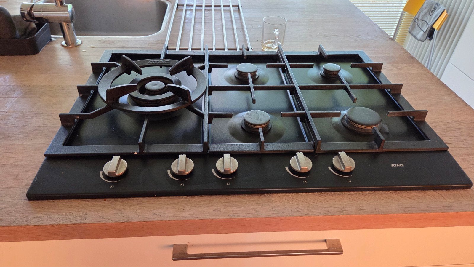 Gasfornuis - ATAG HG7792BA1E/A1 Zwart, 5 kookzones, Ophalen, Gebruikt, Minder dan 85 cm, 60 cm of meer
