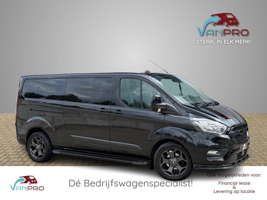 Ford TRANSIT CUSTOM 2.0 TDCi 130PK automaat L2 SPORT / 2x sc, Auto's, Bestelauto's, 4 cilinders, 2080 kg, Zwart, 14 km/l