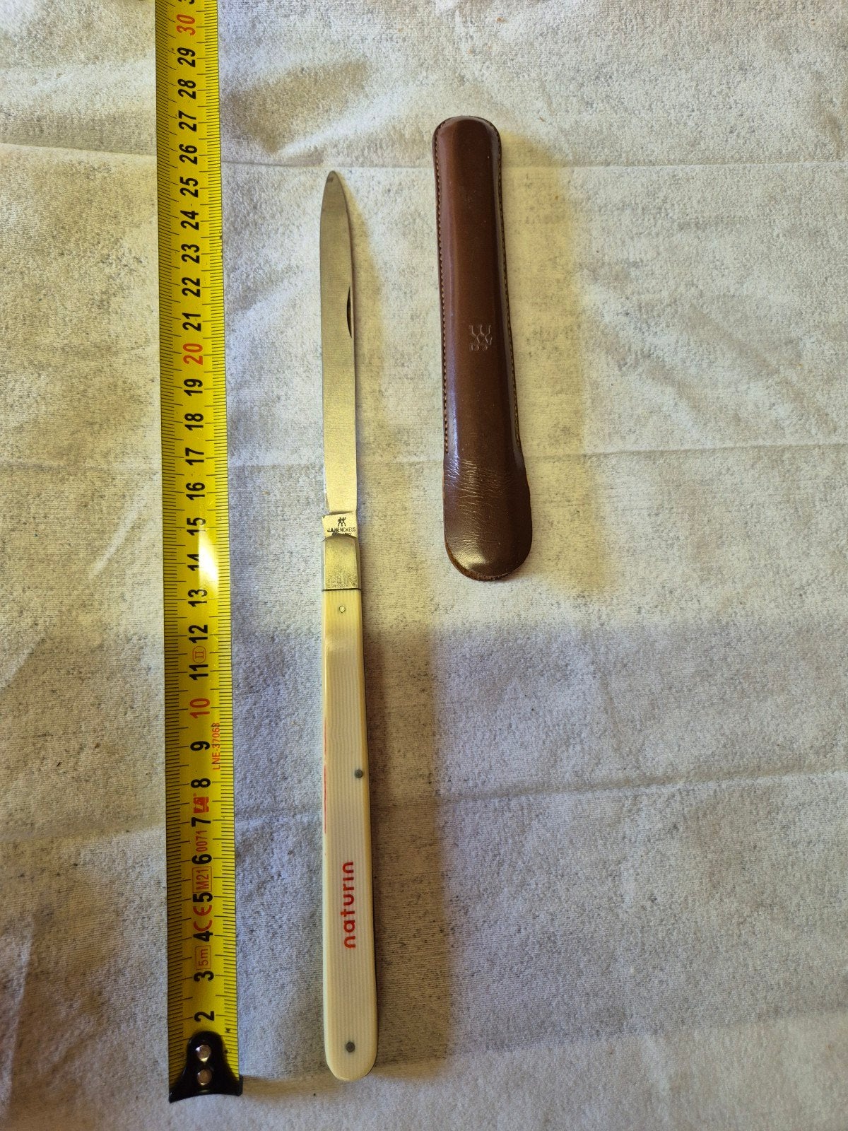 Vintage zakmes met lederen etui - Naturin, Antiek en Kunst, Ophalen of Verzenden