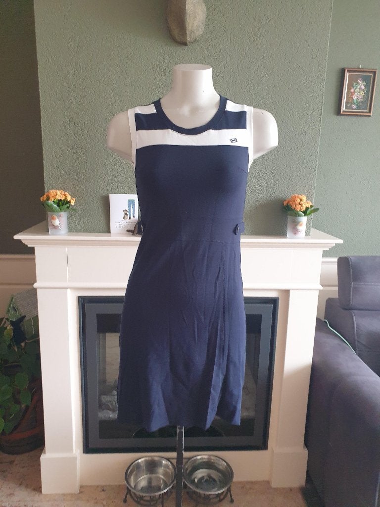 Scapa Sports mooie blauw witte jurk 34 XS tennis, Scapa, Zo goed als nieuw, Knielengte, Maat 34 (XS) of kleiner