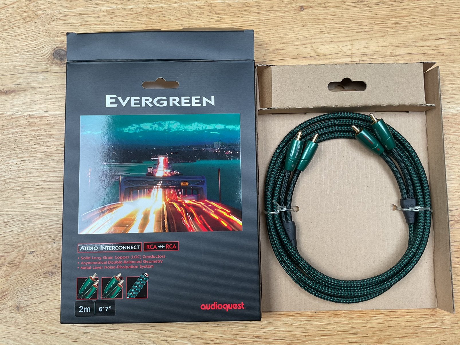 AudioQuest Evergreen stereo interconnect rca 200cm met ovp, Ophalen of Verzenden, Gebruikt, 2 tot 5 meter, Interlink-kabel
