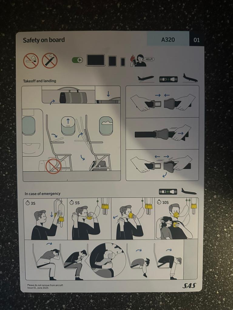 Safety card SAS A320 NEO, Verzamelen, Ophalen of Verzenden, Nieuw, Kaart, Foto of Prent