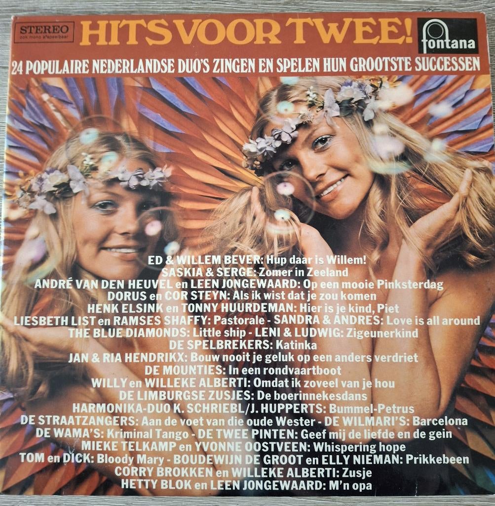 Hits voor twee 24 populaire Nederlandse duo`s 2 vinyl lp`s, Ophalen of Verzenden, Gebruikt, 12 inch, Levenslied of Smartlap