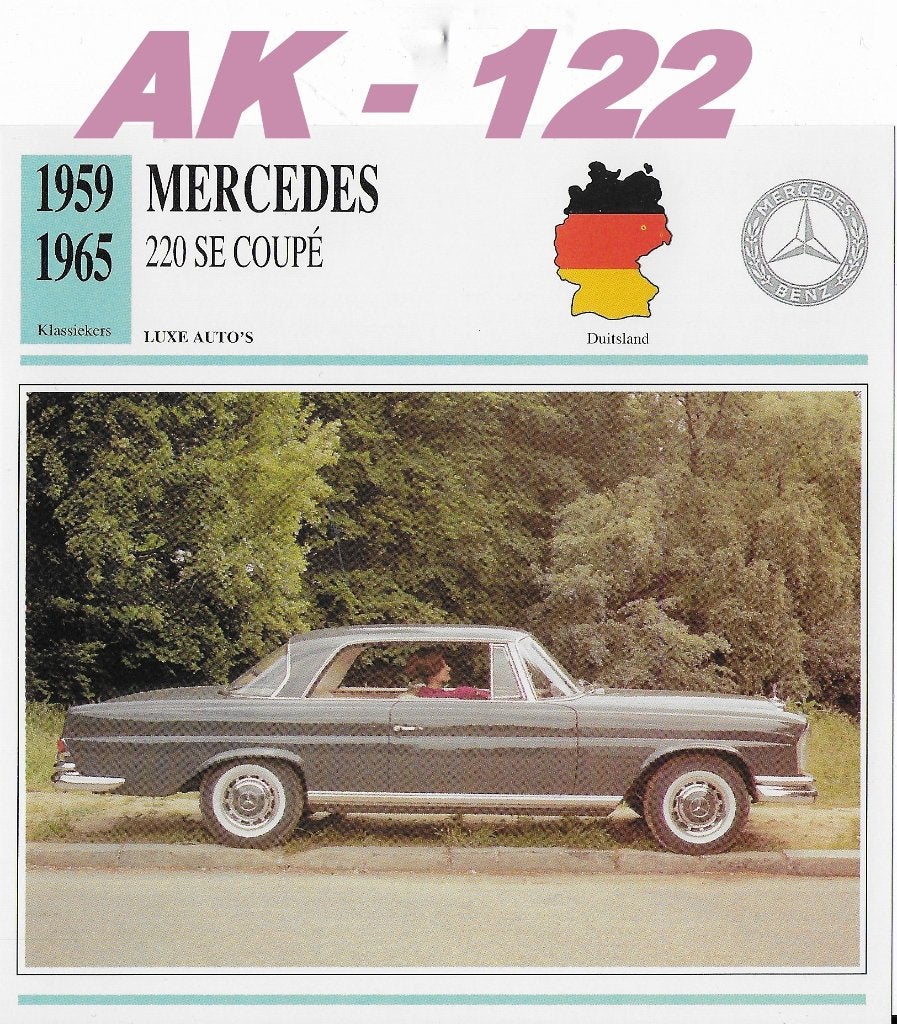 Ak122 autokaart mercedes 220 se coupe, Ophalen of Verzenden, Zo goed als nieuw, Auto's