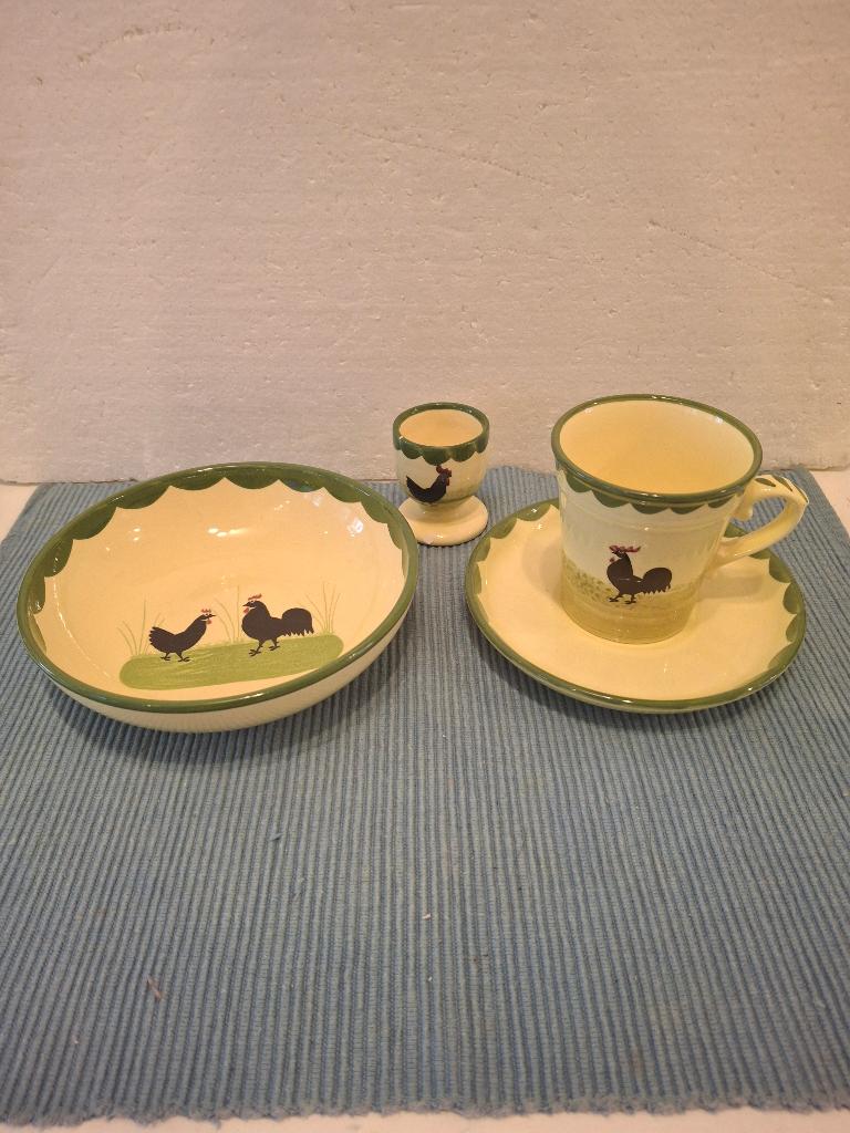 Zeller - Kip en Haan - schaaltje, kop en schotel & eierdopje, Ophalen of Verzenden