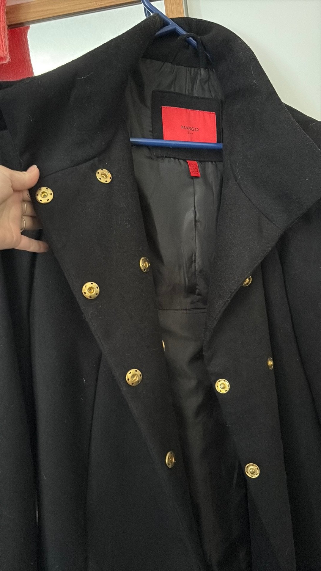 Zwarte mantel Mango, Kleding | Dames, Jassen | Winter, Ophalen of Verzenden, Zo goed als nieuw, Maat 46/48 (XL) of groter, Zwart