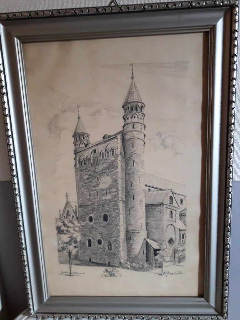 2 oude etsen Maastricht, Antiek en Kunst, Ophalen of Verzenden