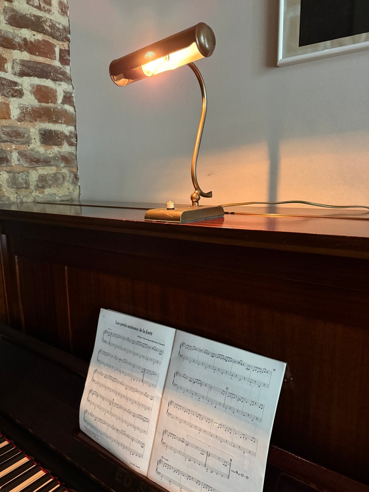 Vintage messing pianolamp / bureaulamp / notarislamp, Antiek en Kunst, Antiek | Lampen, Ophalen of Verzenden