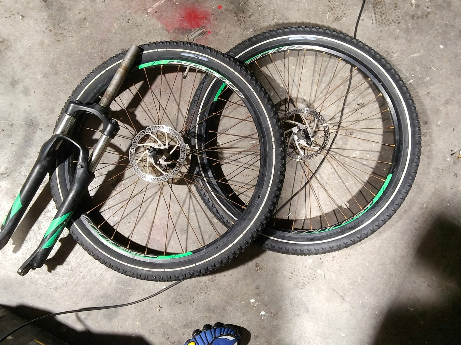 Mountainbike voorvork en wielen - Bieden, Ophalen of Verzenden, Gebruikt, Mountainbike, Voorvork