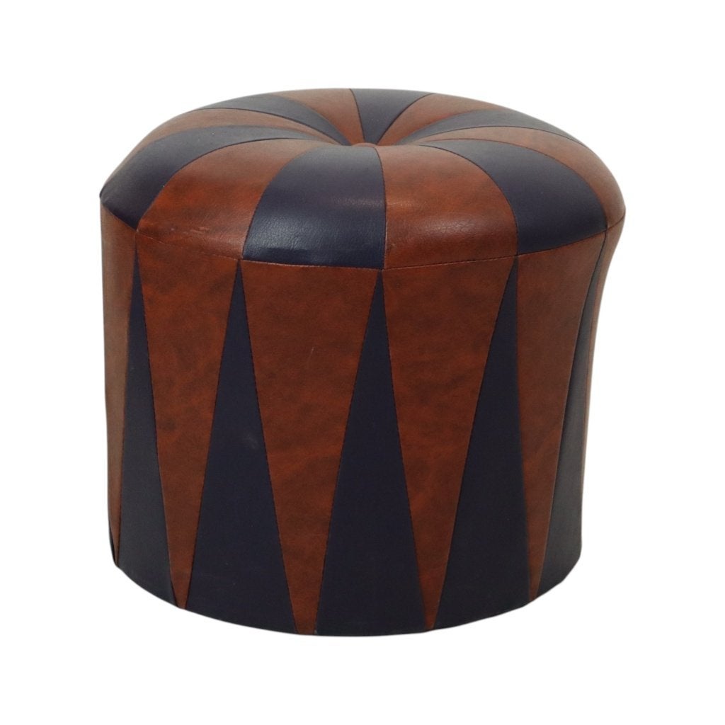 Ronde Vintage Poef Paars Bordeaux Tweekleurig Skai Sixties, Minder dan 50 cm, Gebruikt, Rond, Minder dan 50 cm