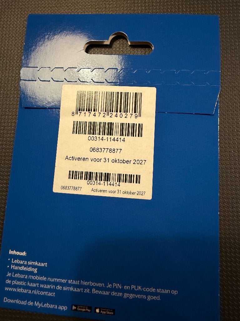 06 83 77 88 77 Lebara Prepaid Sim, Ophalen of Verzenden, Nieuw, Overige providers, Simkaart