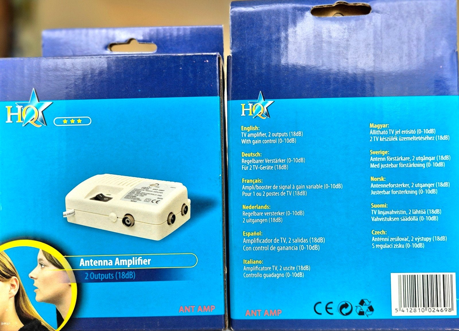 HQ Antenneversterker met 2 uitgangen en gain control, Ophalen of Verzenden, Nieuw, Tv-kabel