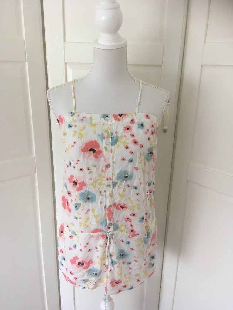 Camaieu witte floral klaprozen mouwloze top, maat 38 M, Maat 38/40 (M), Wit, Camaieu, Ophalen of Verzenden