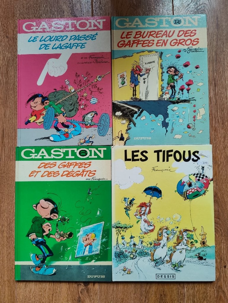 Gaston - Les Tifous - 4x Franquin hardcovers - Franstalig, Meerdere stripboeken, Ophalen of Verzenden, Zo goed als nieuw