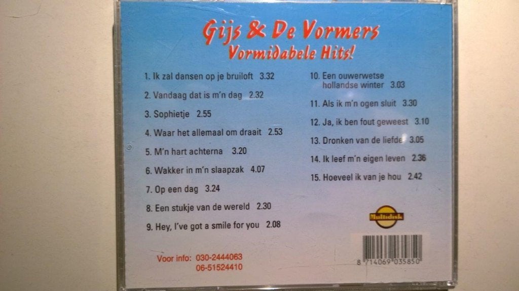 Gijs & De Vormers - Vormidabele Hits!, Cd's en Dvd's, Ophalen of Verzenden, Zo goed als nieuw, Pop