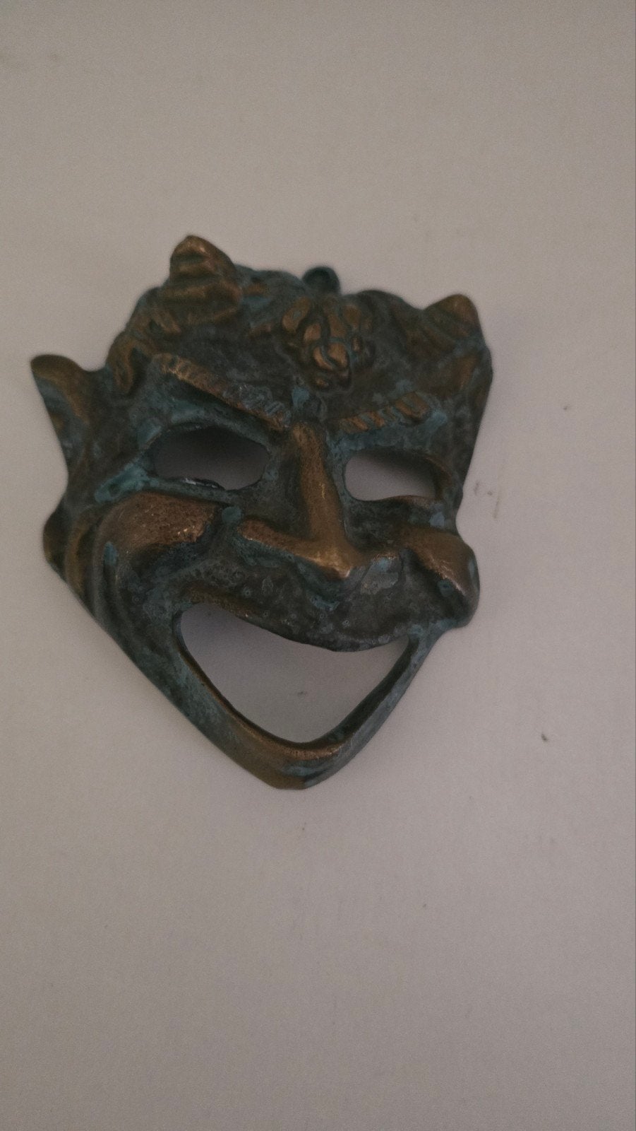 Antiek bronzen masker - Komedie/Tragedie, Antiek en Kunst, Ophalen of Verzenden