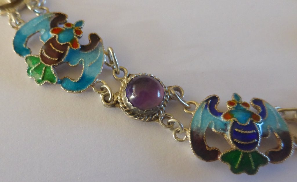 Unieke zilveren armband vleermuis/emaille/Sluijters/Den Haag, Sieraden, Tassen en Uiterlijk, Armbanden, Verzenden, Zo goed als nieuw
