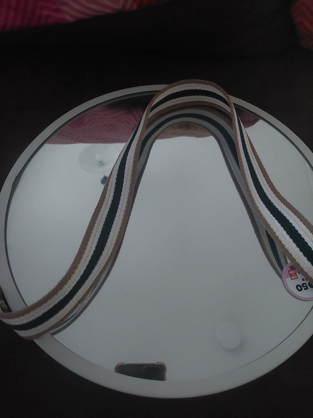 Ronde spiegel met band - Zo goed als nieuw, Huis en Inrichting, Woonaccessoires | Spiegels, Minder dan 50 cm, Rond, Nieuw, Ophalen of Verzenden
