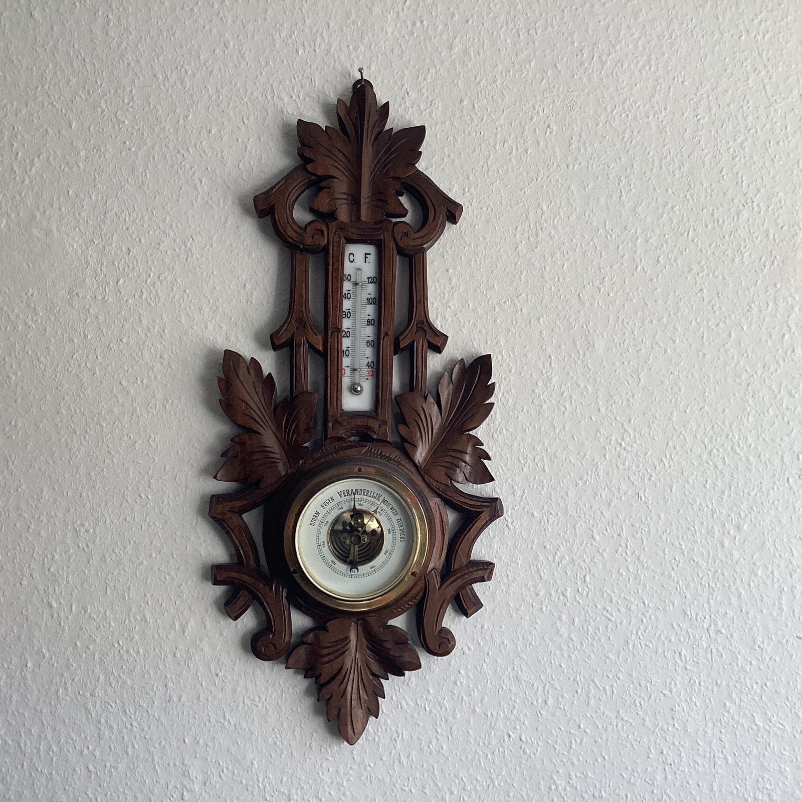 Antieke Barometer/Thermometer, Ophalen, Gebruikt, Barometer