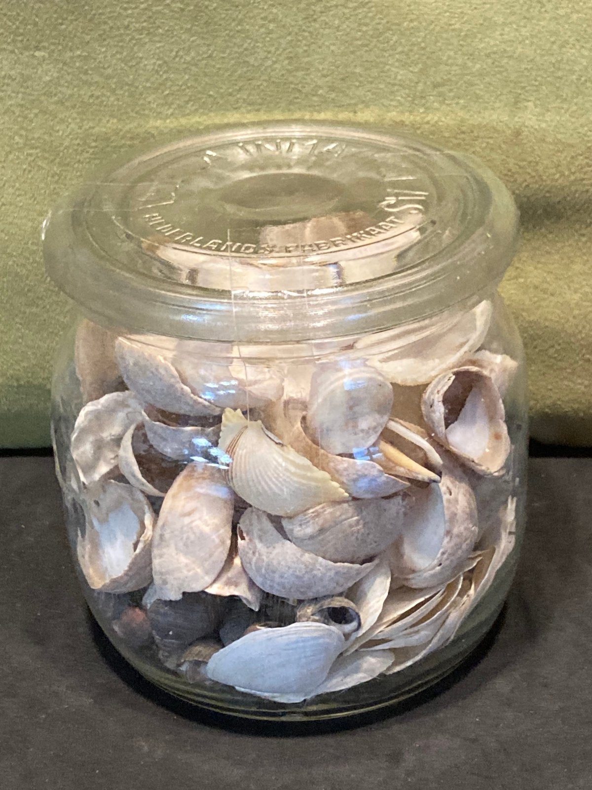 Weckpot 3/4 liter gevuld met schelpen (260525), Ophalen of Verzenden, Schelp(en)