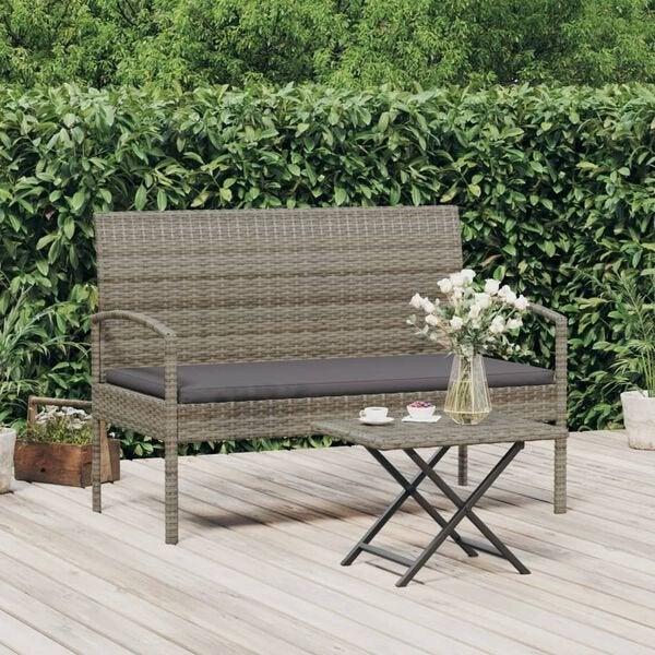 Tuinbank met kussen 105 cm poly rattan grijs nieuw in doos, Tuin en Terras, Ophalen, ., Nieuw, .