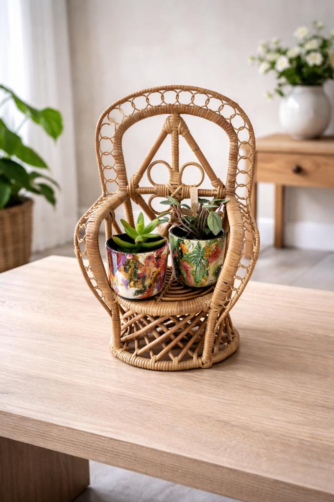 prachtige poppenstoel of plantentafeltje., Beige, Gebruikt, Vintage, Decoratieobject