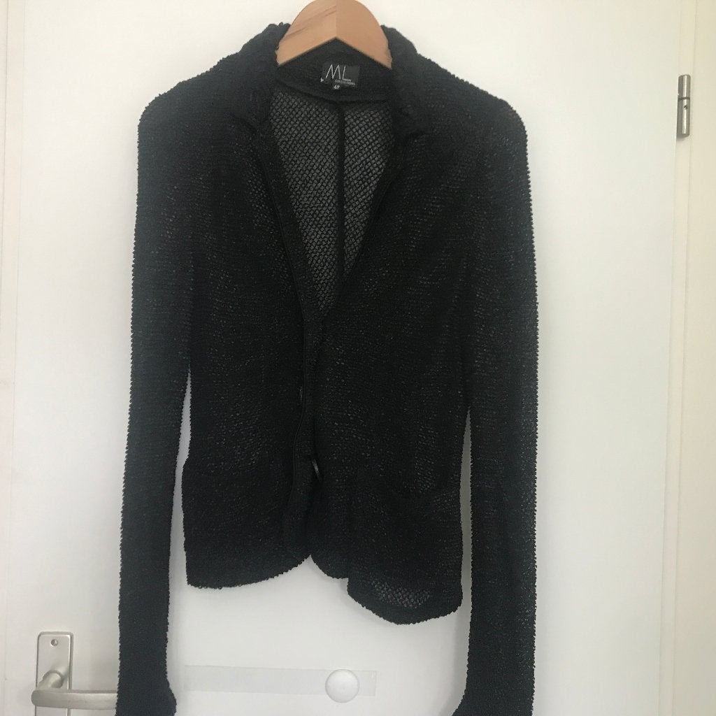 Blazer van ML Collections Maat 42 zwart semitransparant, Verzenden, Zo goed als nieuw, Maat 42/44 (L), Zwart