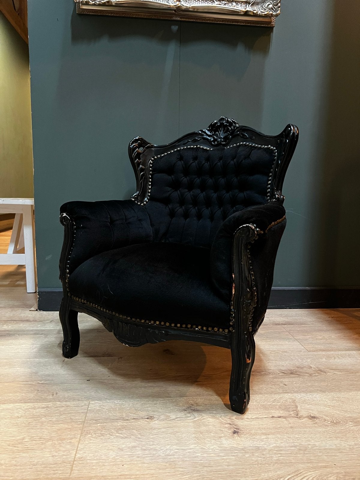 Elegante Zwarte Kinder Fauteuil - Barok Stijl, Ophalen, Minder dan 50 cm, Gebruikt, Minder dan 75 cm