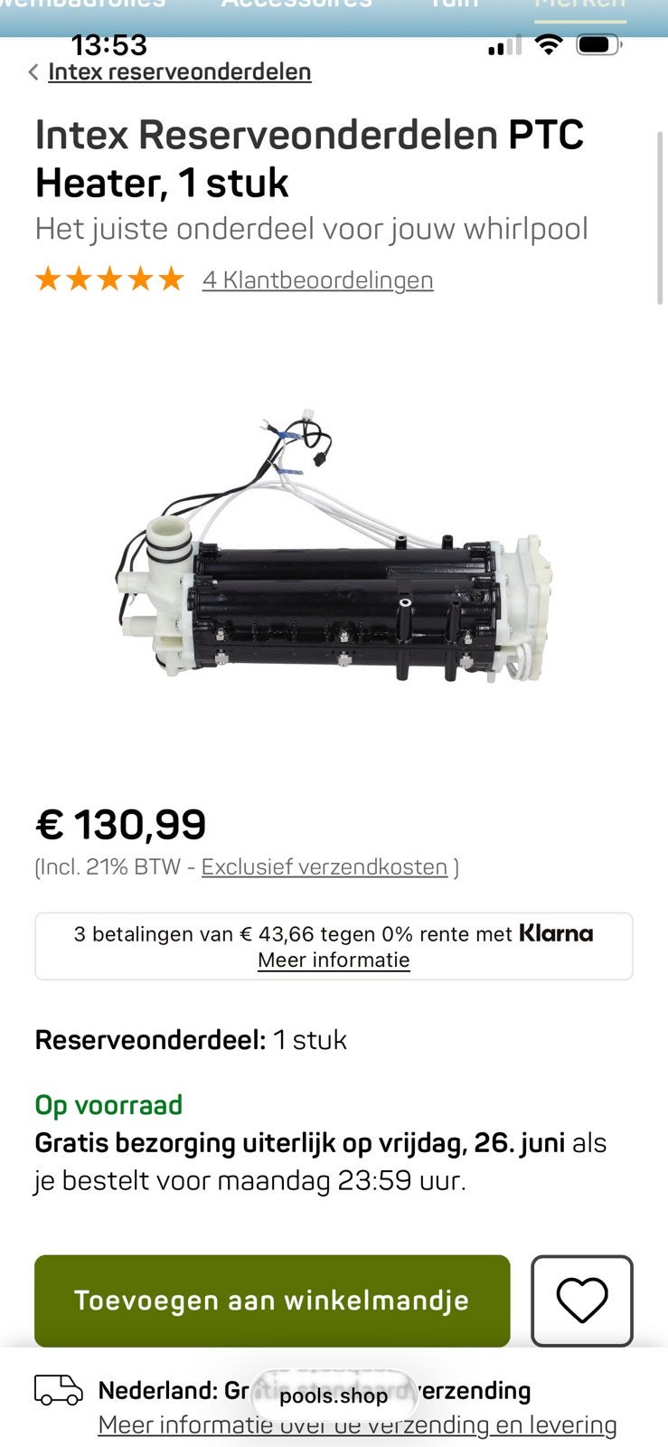 Intex verwarmingselement/heater van Jacuzzi, Tuin en Terras, Zwembad-toebehoren, Zo goed als nieuw, Ophalen