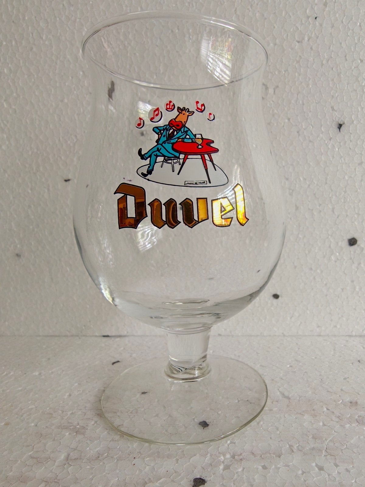 Duvel glas met koeienprint - "Cobe de Koe", Antiek en Kunst, Ophalen of Verzenden