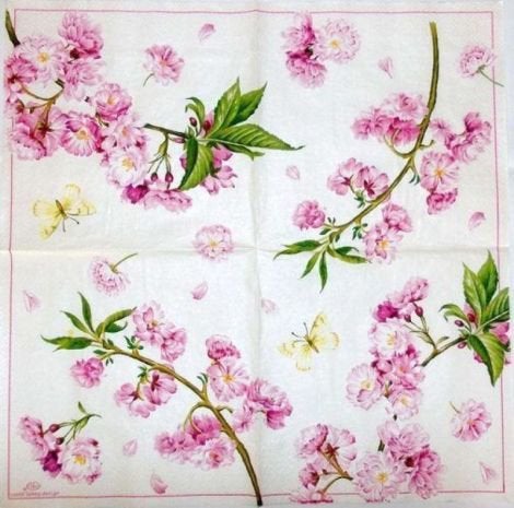 GEZOCHT; servetten van Carol Lake Design, bloesem sakura 🌸, Ophalen, Zo goed als nieuw