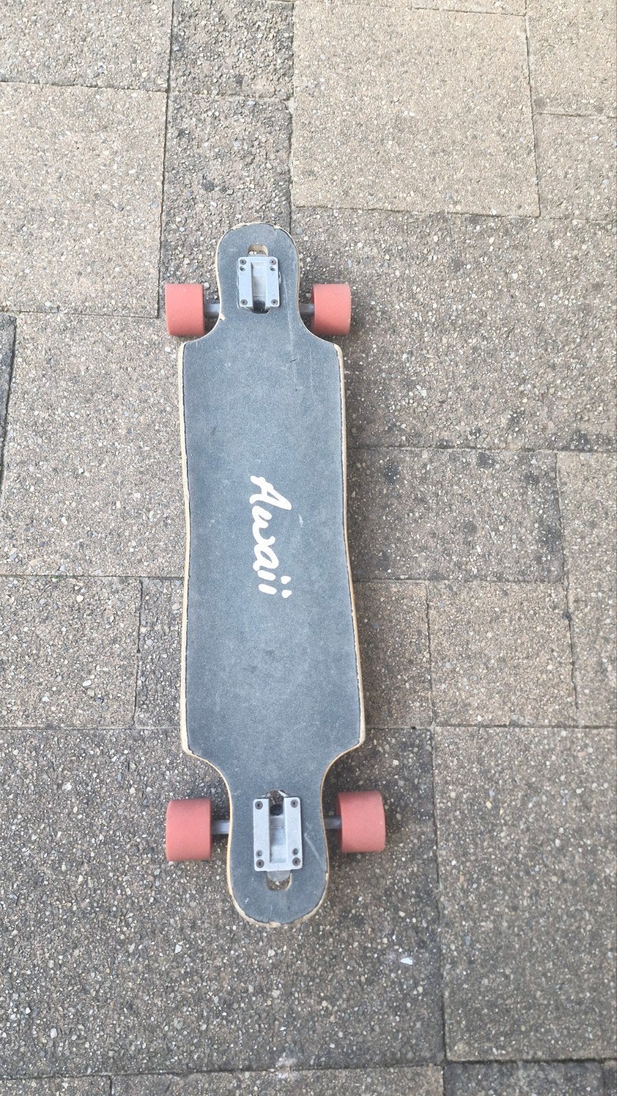 Awaii Longboard - Blauw/Lichtblauw met Rode Wielen, Ophalen of Verzenden, Gebruikt, Skateboard, Longboard